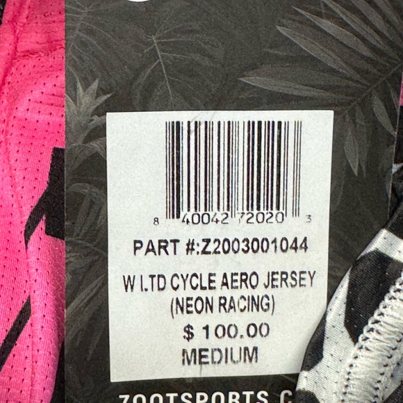NWT Zoot LTD Cycle Aero short sleeve jersey SZ M Neon Pink/Black - Picture 5 of 6